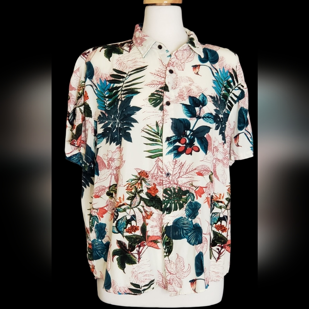 COOFANDY  Casual Button Down Shirt Men's with Color Tropical Hawaiian Flair
